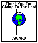 His Ministries 'Thank you for giving to the Lord' Award