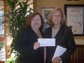 Lisa Breen Strickland, director of Community Partnerships & Resources, and Carolyn Cristofani, board director and the chair of the Fund Development Committee, accepted the $3,180 check for Future Families of Santa Clara County.