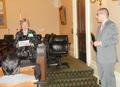 Phyllis Carmichael introduces staff from the office of Senator Elaine Alquist.