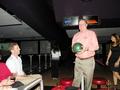 Here is Tom Cooper getting ready to make a strike as SILVAR Past President Jeff Bell looks on, with Tiffany Carney in the background.