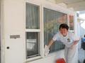 Leann Hernandez was busy washing windows.
