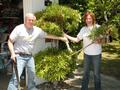 In Menlo Park, Patricia Pantazis and Bob Conway did yardwork for a widow who is home bound.