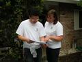 David Kim and Suzanne O'Brien, RSVP co-chairs for the Los Altos/Mountain View District check their list.