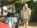 The grilling station - grilled pork and salmon.