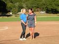 Lisa Nunes and daughter Taylor Nunes sing the national anthem.