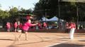SILVAR President Gene Lentz throws the first pitch.