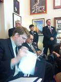 SILVAR Government Affairs Director Adam Montgomery leafs through papers while waiting to meet with our representatives in Congress.