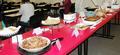 California favorites, like California banana walnut, sweet potato pie, along with ethnic delights like sushi, pot stickers, empanada, chicken adobo, chili egg and cheese casserole, garlic shrimp, Chinese noodles, German Berry Crumble, and even passtizz, a