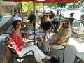 Here are members enjoying their picnic lunch outside.
