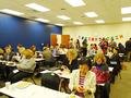 Networking and texting during the break.