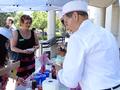Leslie Butler chooses her favorite ice cream flavor.