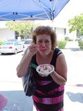 Leslie Butler enjoying her ice cream on a hot day.