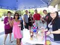 Enjoying the cool treat on a hot Thursday afternoon.