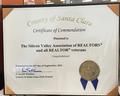 Commendation from the County of Santa Clara