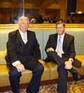Jim Hamilton finally relaxing at the end of the evening, with Robert Bailey.