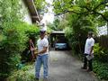 In Palo Alto, Drew Doran, Eric Trailer and Jeff Beltramo trimmed bushes for a senior homeowner.