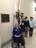 Meeting with Congresswoman Jackie Speier in the Rayburn Building about housing issues are Karen Trolan, Suzanne Yost, Denise Welsh and Leannah Hunt.