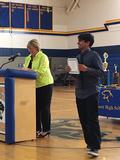 SILVAR REALTOR&reg; Mary Kay Groth presents the Silicon Valley REALTORS&reg; Charitable Foundation scholarship award to Shravan Davuluri, graduating senior from Prospect High School.