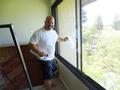 Here is Kevin Barrett, another longtime RSVP volunteer, washing windows.
