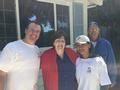 In Menlo Park, RSVP volunteers Jeff Beltramo and Virginia Supnet pose with senior homeowners they helped.
