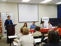 Left to right are moderator Jimmy Kang, panelists Mei Ling, Alan Wang, Amy Sung and Mark Wing.