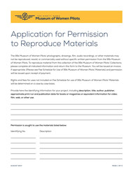 Image About Application for Permission to Reproduce 99s Museum of Women Pilots Materials