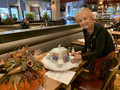 Jo Preston puts the finishing touches on her pumpkin before the auction begins.