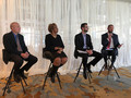 Left to right are Steve Fox, Allied Insurance; Lynda Foster, California Earthquake Authority; Jim Breen, State Farm Insurance, and Joshua Cantrell, JCP-LGS