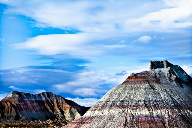 Red bands and clouds, Painted Desert, Arizona
