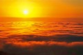 Sun's halo, molten glow, sea of fog, Big Sur, California
