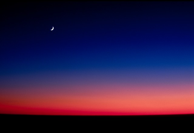 Twilight reveals the crescent moon (#5), Big Sur, California