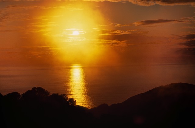 Searchlight sun paints a path (#2), Big Sur, California