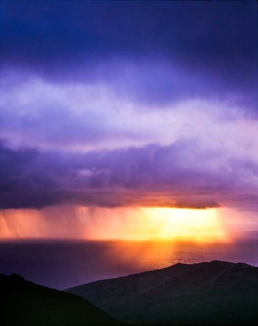 Sun-torch, lavender storm clouds (#2), Big Sur, California