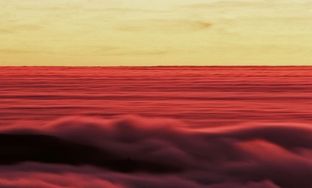 Fast-moving fog covers Big Sur ridges, California