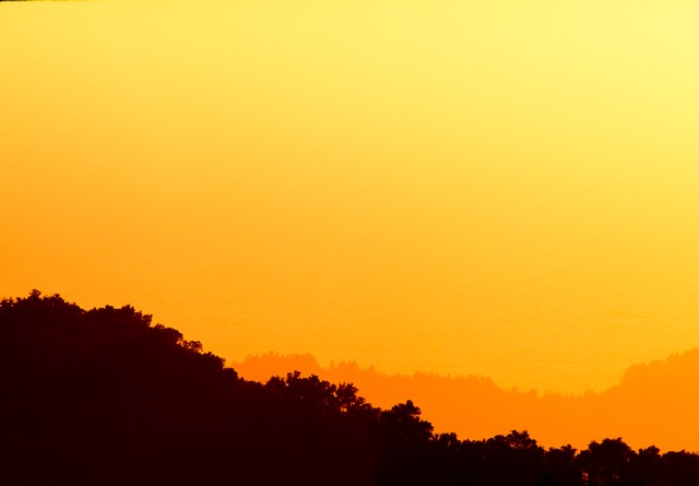 Golden light on ridges (#1), Big Sur, California