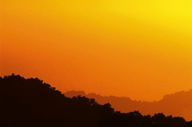 Golden light on ridges (#2), Big Sur, California