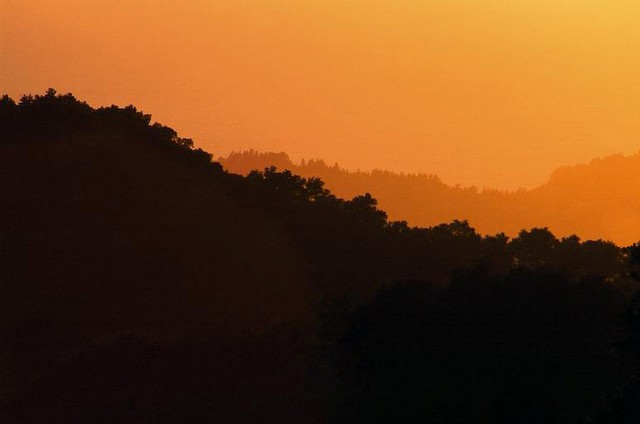 Golden light on ridges (#4), Big Sur, California