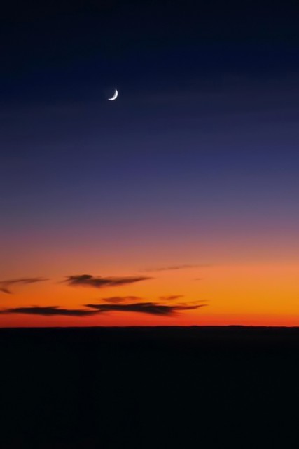 Crescent moon winks, Big Sur, California