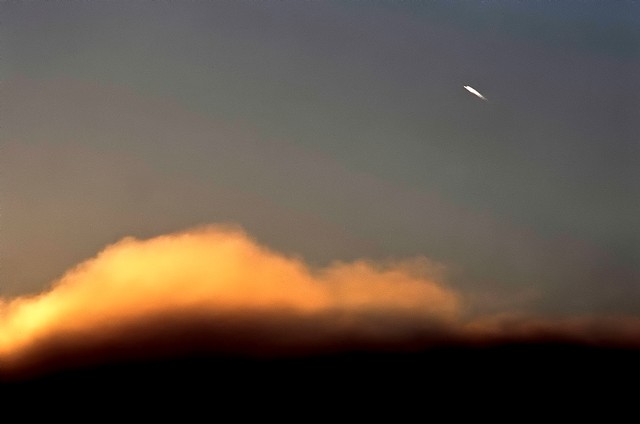 Sun and jet plane, Big Sur, California