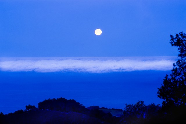 Moonset at dawn (#4, horizontal)... Big Sur, California