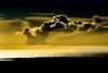 Forest-fire clouds over gold sea, Big Sur, California