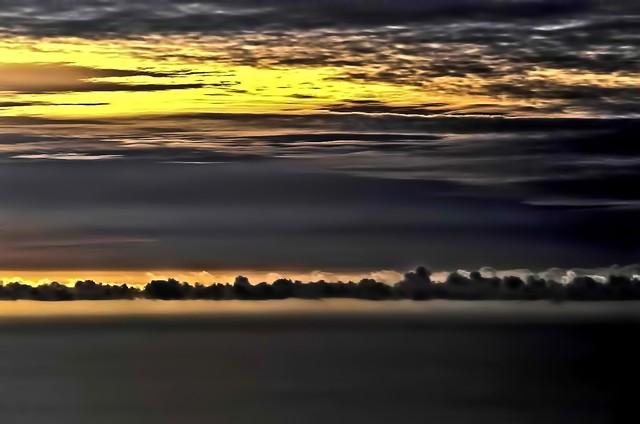 Yellow sky over charcoal sea, Big Sur, California