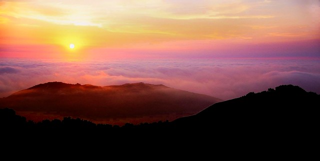 Sun sinks into sea, Big Sur, California