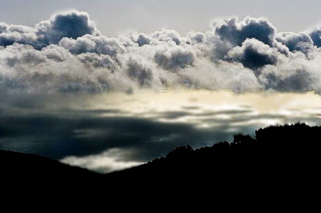 Cloudbank over silver/gold sea (#1, horizontal), Big Sur, California