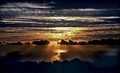 Golden god's-rays at day's end (#2, horizontal), Big Sur, California