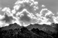 Sunlight after fallen rain (#3, black and white)... Chuckwalla Valley, California