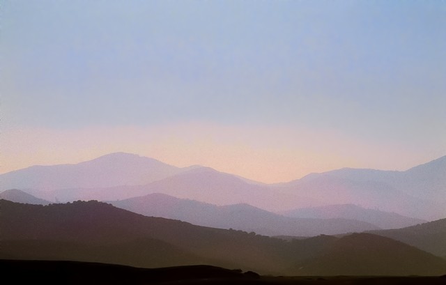 Twilight begins, Sierra De Salinas range (#3), Salinas Valley, California