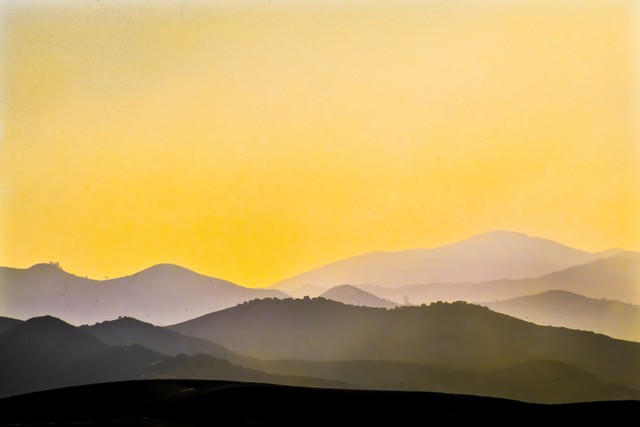 Twilight begins, Sierra De Salinas range (#1), Salinas Valley, California