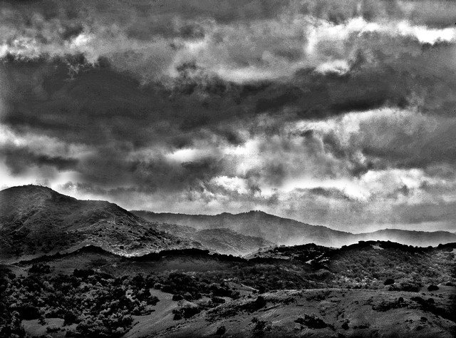 Weather over hills (#3, black and white)... Solano County, California