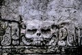 Skull, detail from wall at the Templo de la Calavera... Palenque, Chiapas, Mexico